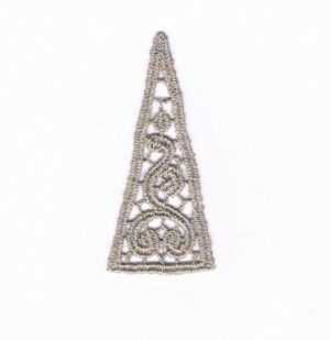 écusson Dentelle gris fleurs à coudre, triangle 5.5 x 2.4 cm