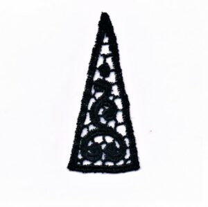 écusson Dentelle noir fleurs à coudre, triangle 5.5 x 2.4 cm