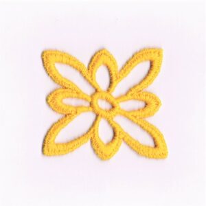 écusson brodé fleur flower power jaune à coudre 5.0 x 5.0cm