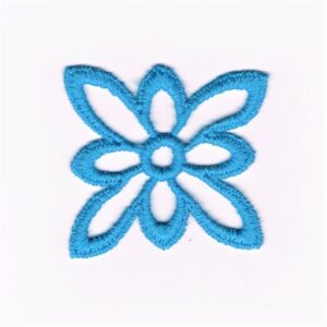 écusson brodé fleur flower power turquoise à coudre 5.0 x 5.0cm