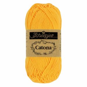 Catona Jaune vif fil coton à tricoter, crocheter 50g pour les amigurumis, vestes, pulls, foulard Scheepjes 208 yellow gold