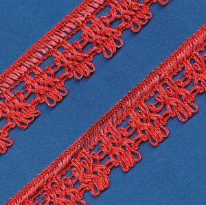 Ruban Dentelle crochet ROUGE 30mm, galon frange
