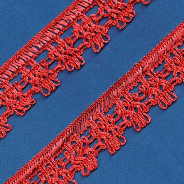 Ruban Dentelle crochet ROUGE 30mm, galon frange
