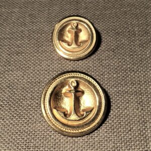 Bouton Caban Marin doré avec ancre 22/27mm métal, bouton à queue, bouton corsaire doré avec ancre en relief
