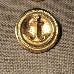 Bouton Caban Marin doré avec ancre 22mm métal, bouton à queue, bouton corsaire doré avec ancre en relief