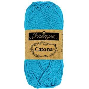 Catona Turquoise fil coton à tricoter, crocheter 50g pour les amigurumis, vestes, pulls, foulard Scheepjes 146 Vivid Blue
