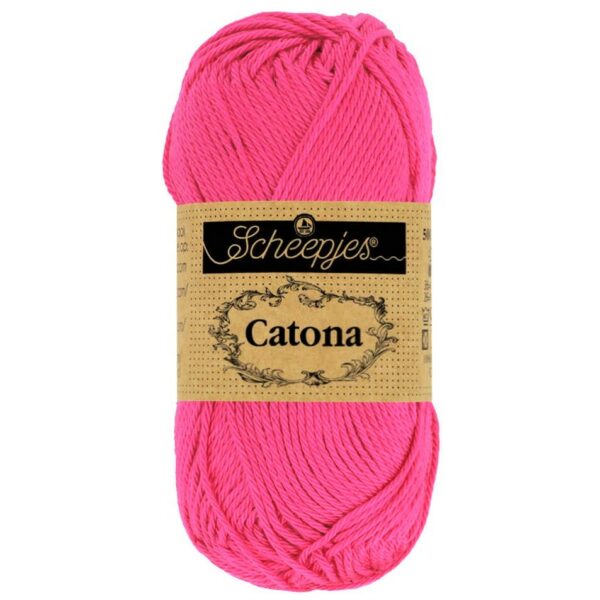 Catona Fuchsia fil coton à tricoter, crocheter 50g pour les amigurumis, vestes, pulls, foulard Scheepjes 114 Shocking Pink