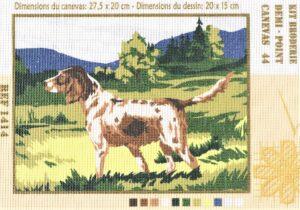 Kit canevas 27.5x20cm, Le chien de chasse demi point croix