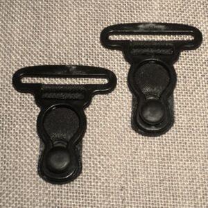 Jarretelles (2) noir à coudre 30mm, attaches pinces boucle jarretelles