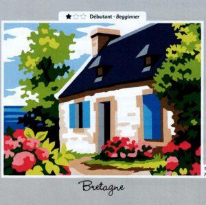 La Maison en Bretagne Kit Canevas 18x14cm, Kit Canevas demi point croix de Margot 6024223