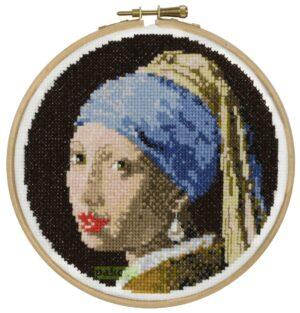 La jeune fille à la perle 15cm rond Kit aux points comptés Johannes Vermeer au point de croix