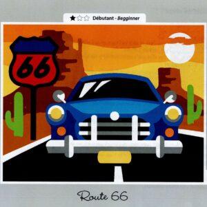 Route 66 Kit Canevas 18x14cm, Kit Canevas demi point croix de Margot 766-6024231 Cadillac bleu