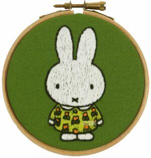 MIFFY lapin en robe à fleurs kit à broder rond 10cm au point de tige de Dick Bruna