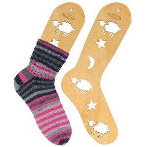 Bloqueurs à chaussettes (2) en bois naturel foncé Large