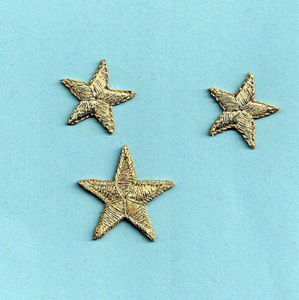Écusson Thermocollant L'étoiles doré (3 pcs) 2.6 x 2.6 cm et 2.0 cm x 2.0 cm
