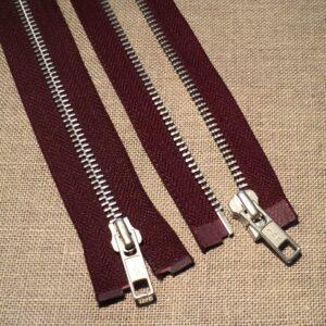 Fermeture séparable Bordeaux Métal argenté 25-30-35-40-45-50-55-60-65-70-75-80cm YKK