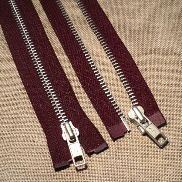 Fermeture séparable Bordeaux Métal argenté 25-30-35-40-45-50-55-60-65-70-75-80cm YKK