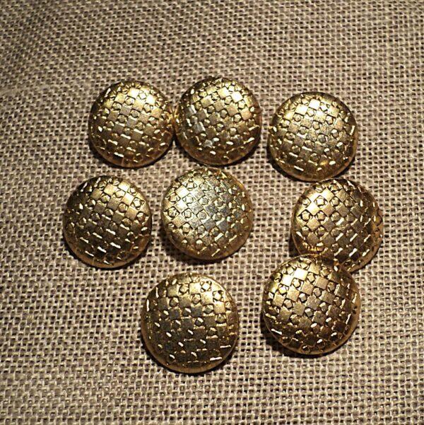 Lot de 9 boutons métal doré 15mm à pied
