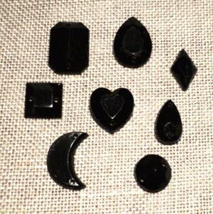 petites perles plates noires à coudre, lot de 8 pièces, lune, étoile, cœur, goutte, cercle