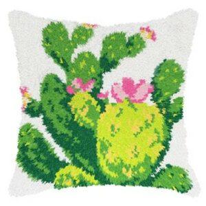 Coussin en point noué 40x40cm, kit complet soudan les cactus