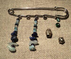 Set de 2 épingles Kilt métal avec 4 anneaux, œillets à décorer 75mm argenté exemple