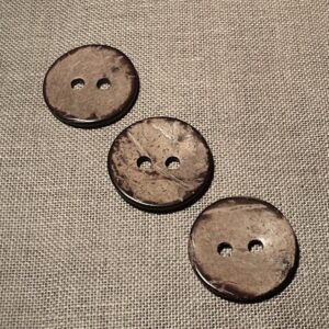 Bouton naturel de bois en noix de coco 35mm 2-trous manteaux, gilets, vestes et sacs
