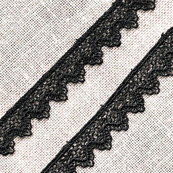 Dentelle NOIR crochet 17mm, 100% coton, ruban galon dentelle pour la couture, home-déco, poupée