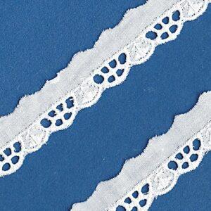 Ruban dentelle Broderie Anglaise blanc 15mm 100% coton, dentelle fine