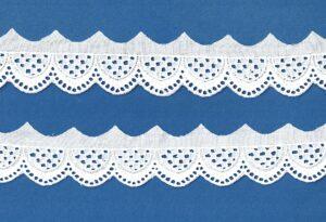Ruban dentelle Broderie Anglaise blanc 30mm 100% coton avec des arches