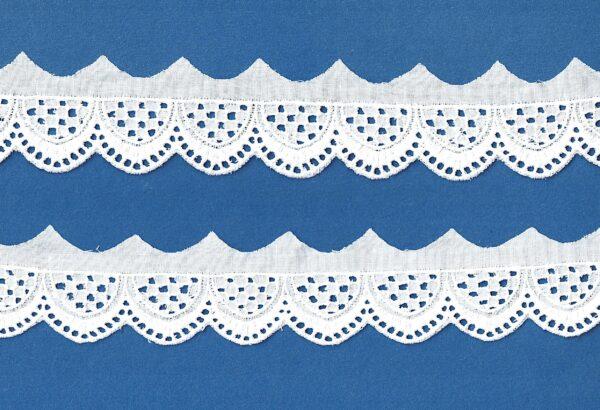 Ruban dentelle Broderie Anglaise blanc 30mm 100% coton avec des arches
