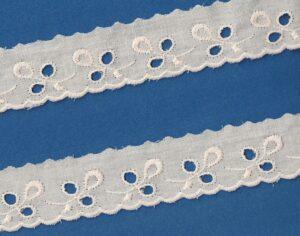 Ruban dentelle Broderie Anglaise écru 25mm 100% coton