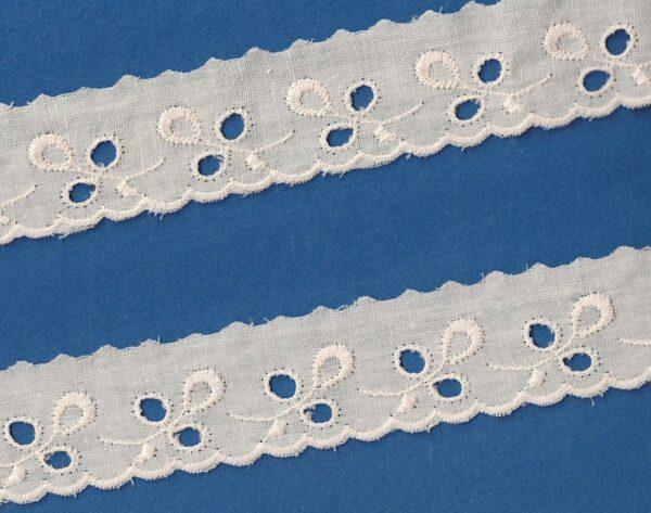Ruban dentelle Broderie Anglaise écru 25mm 100% coton