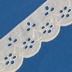 Ruban dentelle Broderie Anglaise écru 40mm 100% coton