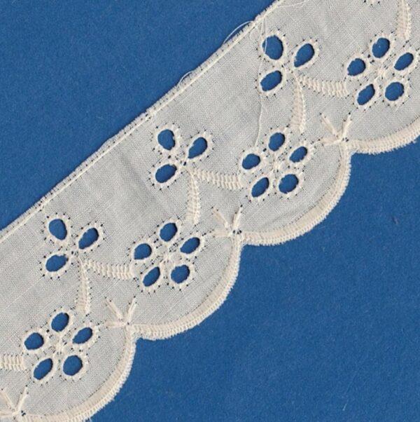 Ruban dentelle Broderie Anglaise écru 40mm 100% coton