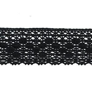 Dentelle NOIR 40mm, ruban dentelle crochet fine, 100% coton