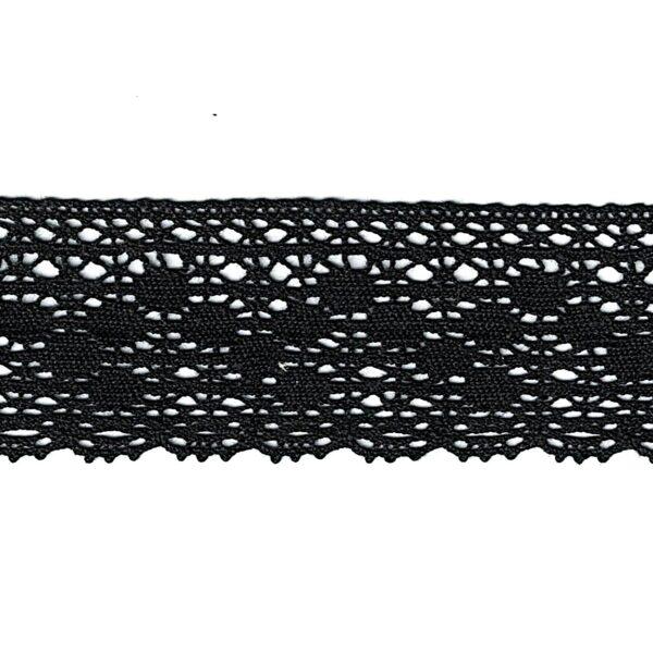 Dentelle NOIR 40mm, ruban dentelle crochet fine, 100% coton