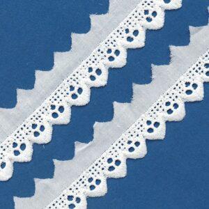 Ruban dentelle Broderie Anglaise blanc 20mm 100% coton, dentelle fine