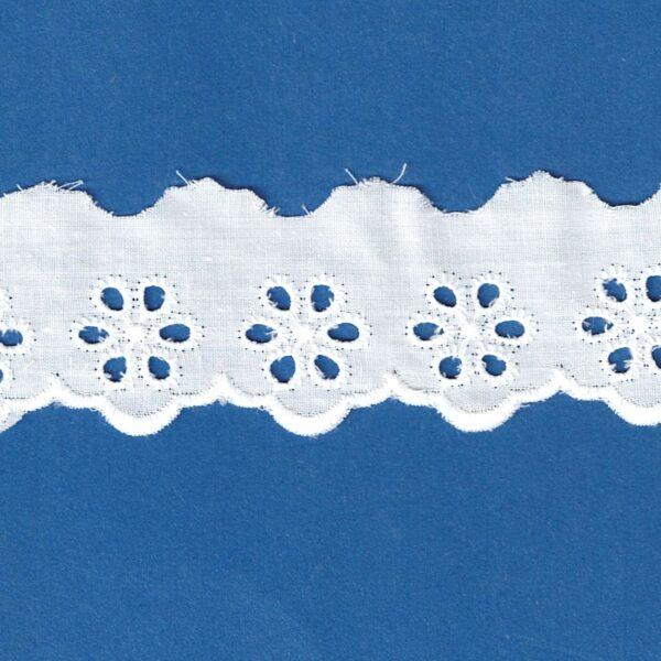 Ruban dentelle Broderie Anglaise blanc 30mm 100% coton avec fleurs image 2