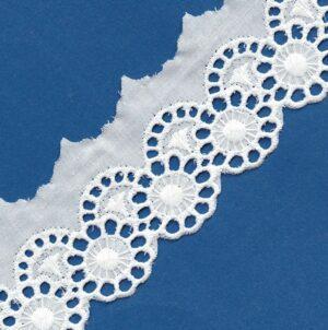 Ruban dentelle Broderie Anglaise blanc 35mm 100% coton avec double arche