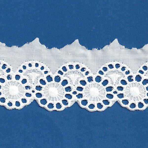 Ruban dentelle Broderie Anglaise blanc 35mm 100% coton avec double arche – Image 2