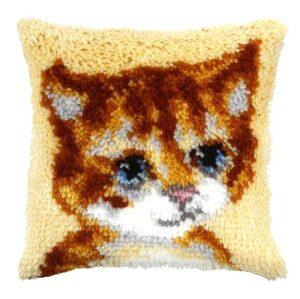 Coussin en point noué 25.5x25.5cm, kit complet soudan le chat