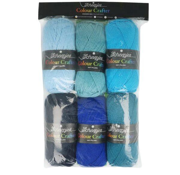 Set 6x50g Colour Crafter nuances bleu fil à tricoter, fil à crocheter Scheepjes Wadden Sea 24920 – Image 2