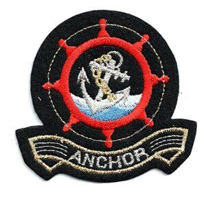 Écusson Thermocollant ancre 6.0 x 7.0cm noir thème marine
