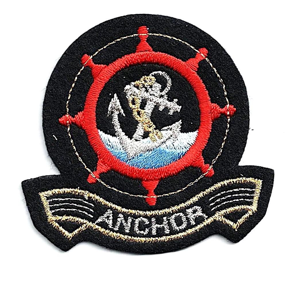 Écusson Thermocollant ancre 6.0 x 7.0cm noir thème marine