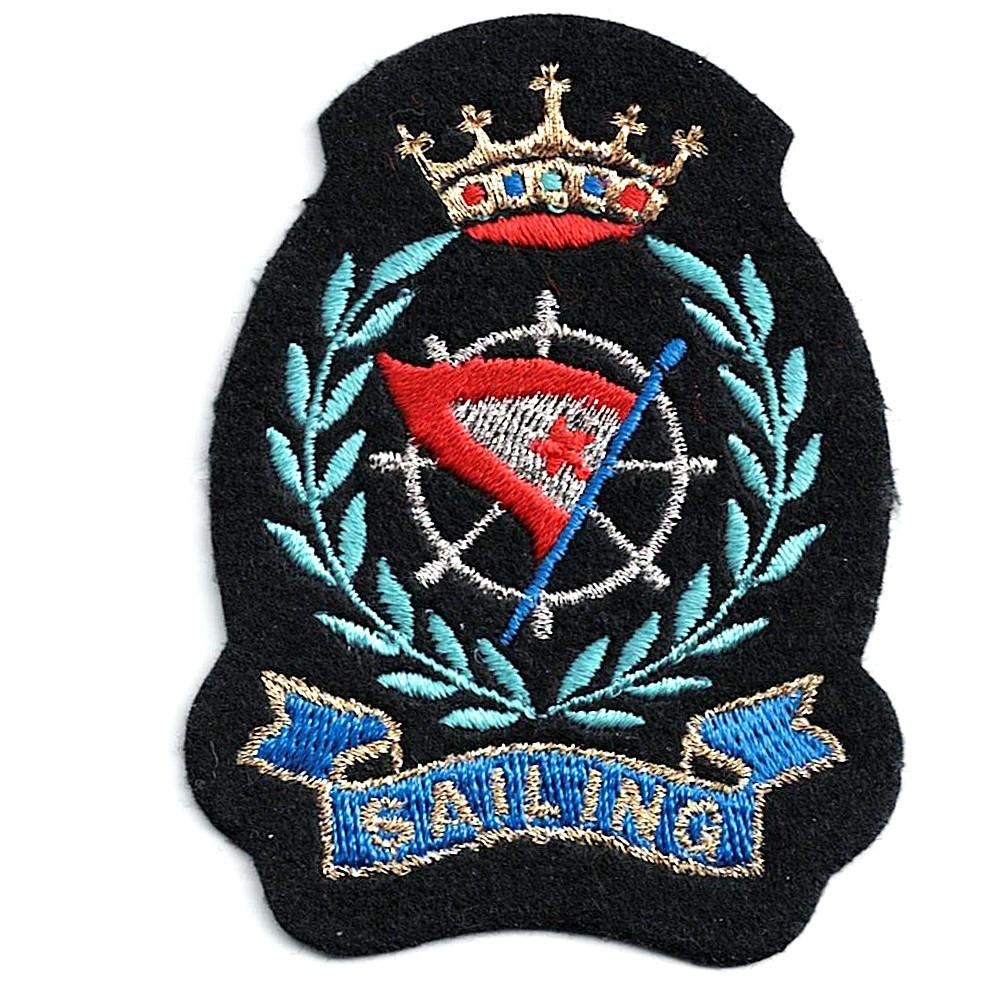 Écusson Thermocollant couronne Sailing 5.8 x 8.0cm noir thème marine