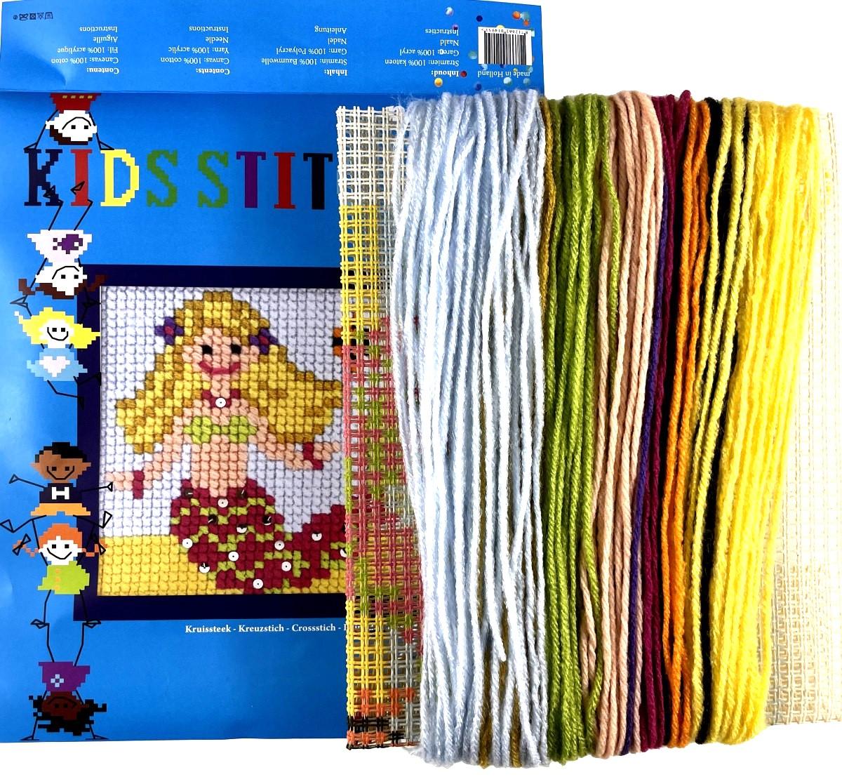 Kit Canevas ENFANT 18x24cm 'La Sirène gros trou débutant, soudan, point de croix le kit