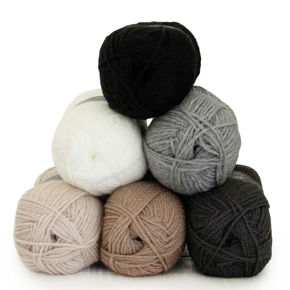 Set 6x50g Colour Crafter nuances beige blanc noir fil à tricoter, fil à crocheter Scheepjes Windmills 24923