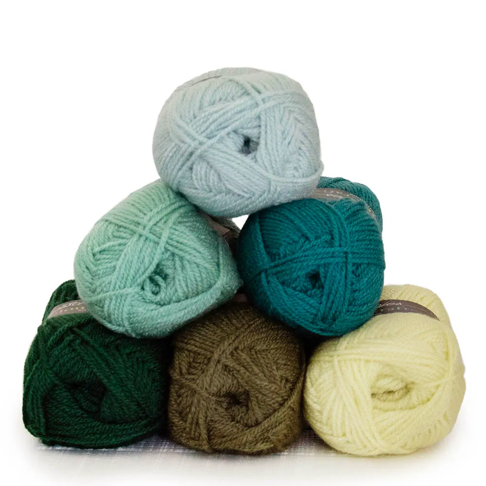 Set 6x50g Colour Crafter nuances vert foncé, vert d'eau, vert clair fil à tricoter, fil à crocheter Scheepjes Veluwe 24921