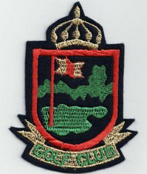 Écusson Thermocollant le Tee de golf 6.0 x 9.0cm Golf Club fond noir avec rouge, vert et de l'or