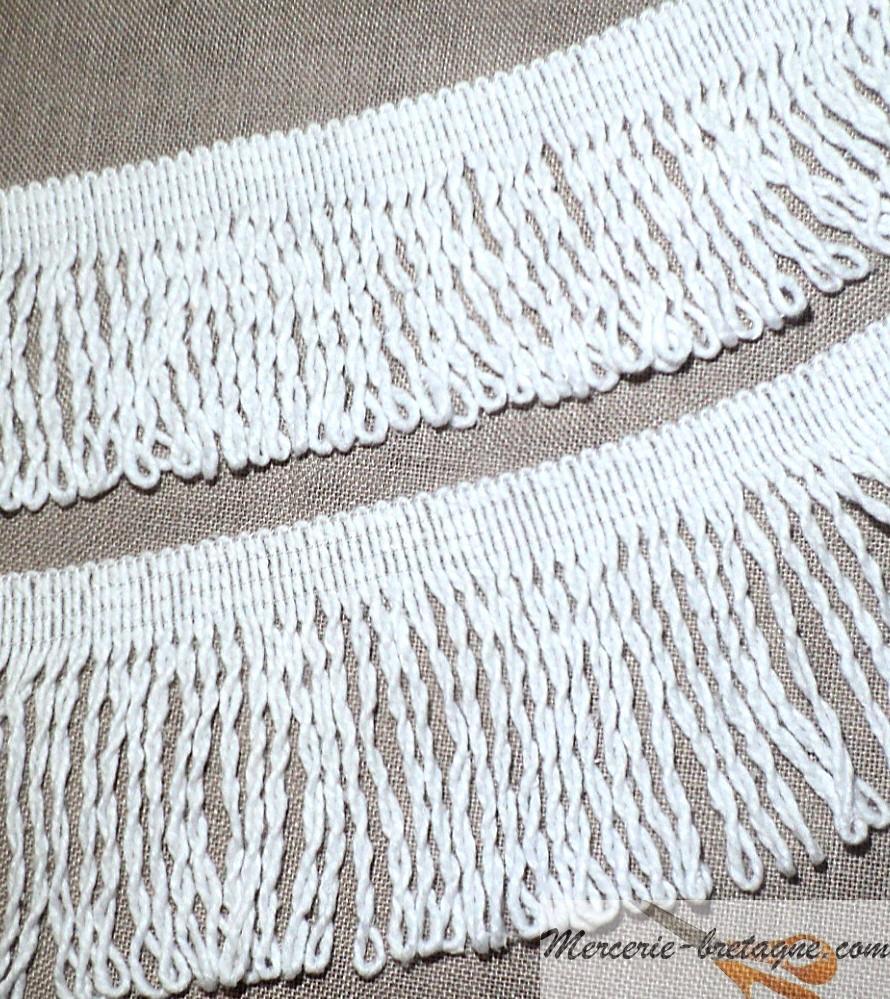 Galon Frange torsade blanc 80mm ou 100mm (8cm ou 10 cm) pour parasols, auvent, nappe de jardin 100% coton